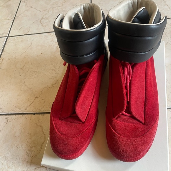 Maison Margiela Future Suede Red and Black High Top - Picture 1 of 7